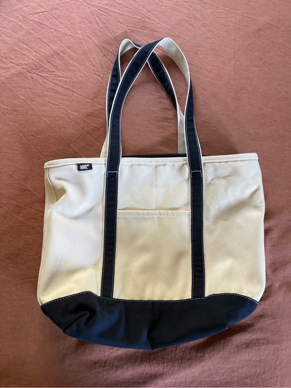 Lands’ End Large 5 Pocket Zip Top Long Handle Tote